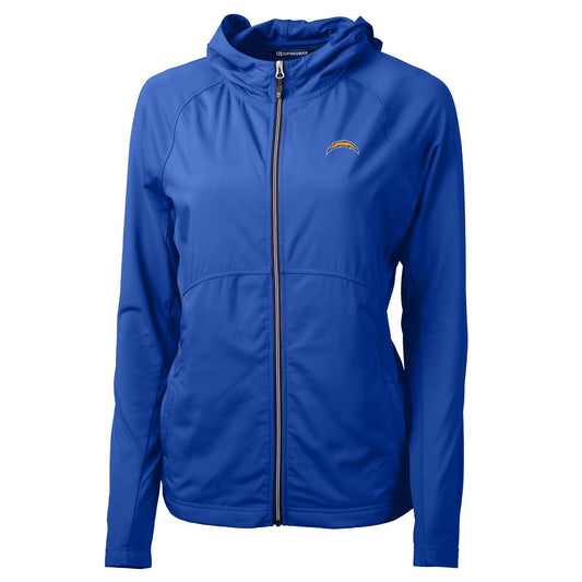 Women's Cutter & Buck Royal Los Angeles Chargers Adapt Eco Knit Full-Zip Hoodie