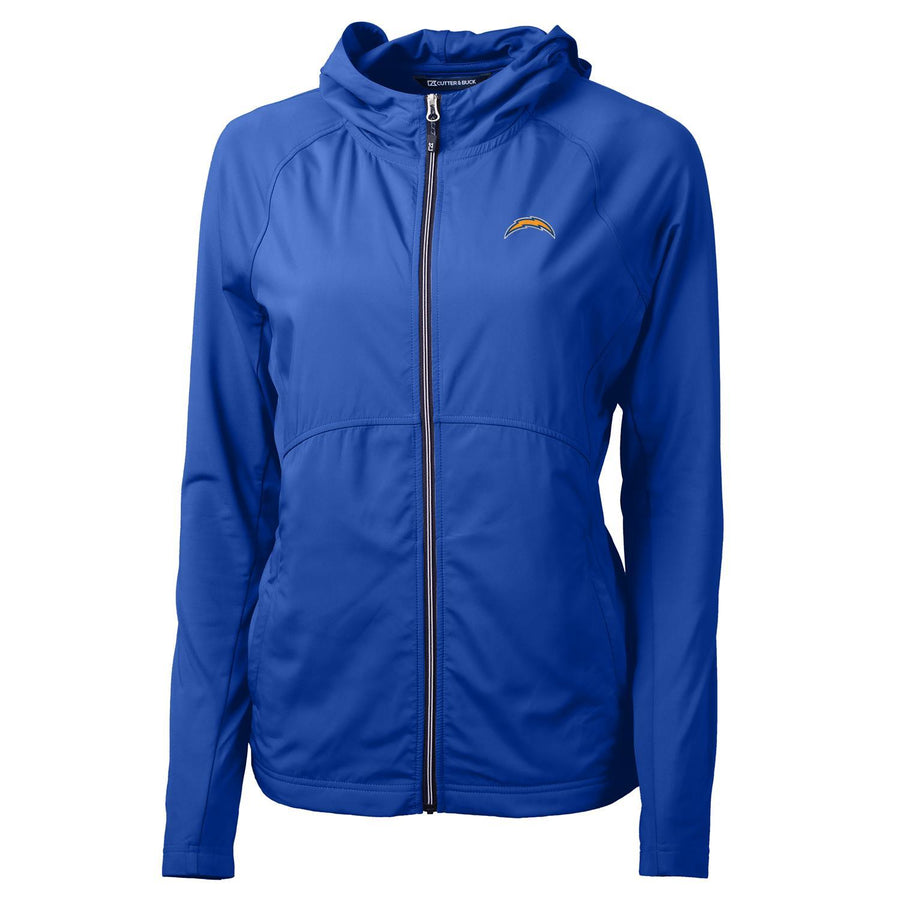Women's Cutter & Buck Royal Los Angeles Chargers Adapt Eco Knit Full-Zip Hoodie