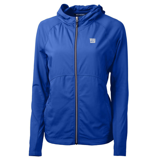 Women's Cutter & Buck Royal New York Giants Adapt Eco Knit Full-Zip Hoodie