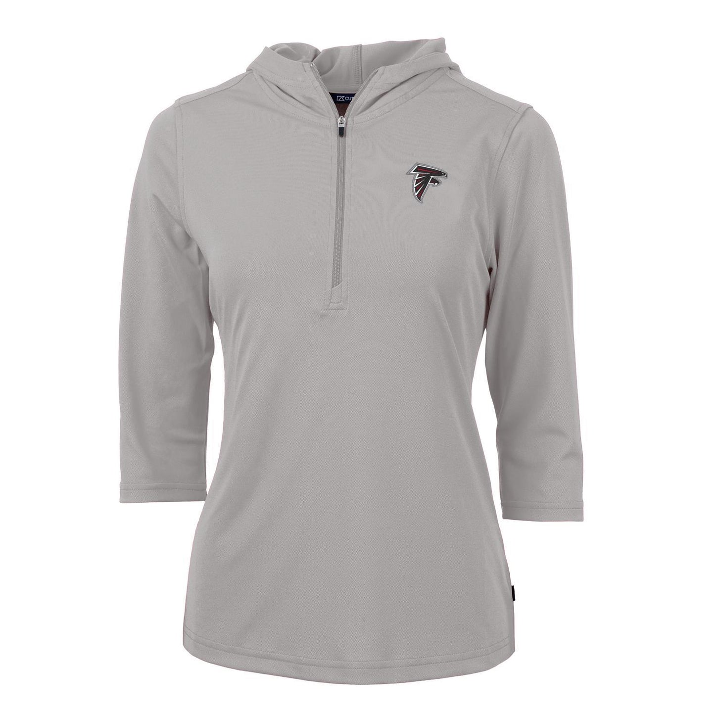 Women's Cutter & Buck Gray Atlanta Falcons Virtue Eco Pique Half-Zip 3/4 Sleeve Pullover Hoodie