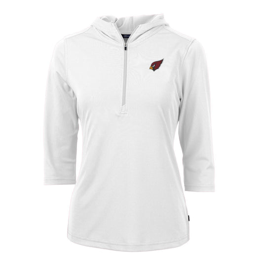 Women's Cutter & Buck White Arizona Cardinals Virtue Eco Pique Half-Zip 3/4 Sleeve Pullover Hoodie