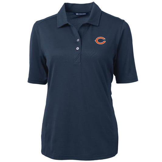 Women's Cutter & Buck Navy Chicago Bears Virtue Eco Pique Recycled Polo