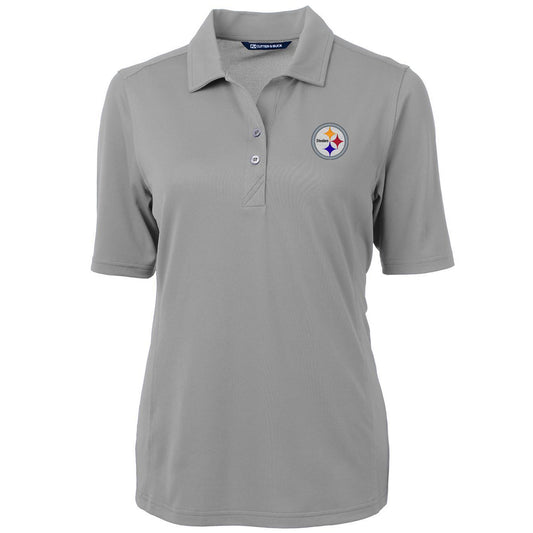 Women's Cutter & Buck Gray Pittsburgh Steelers Virtue Eco Pique Recycled Polo