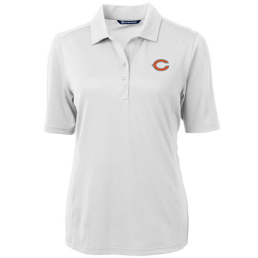 Women's Cutter & Buck White Chicago Bears Virtue Eco Pique Recycled Polo