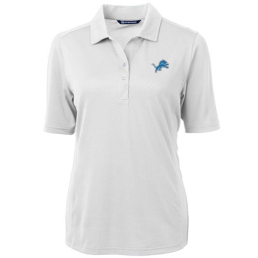 Women's Cutter & Buck White Detroit Lions Virtue Eco Pique Recycled Polo