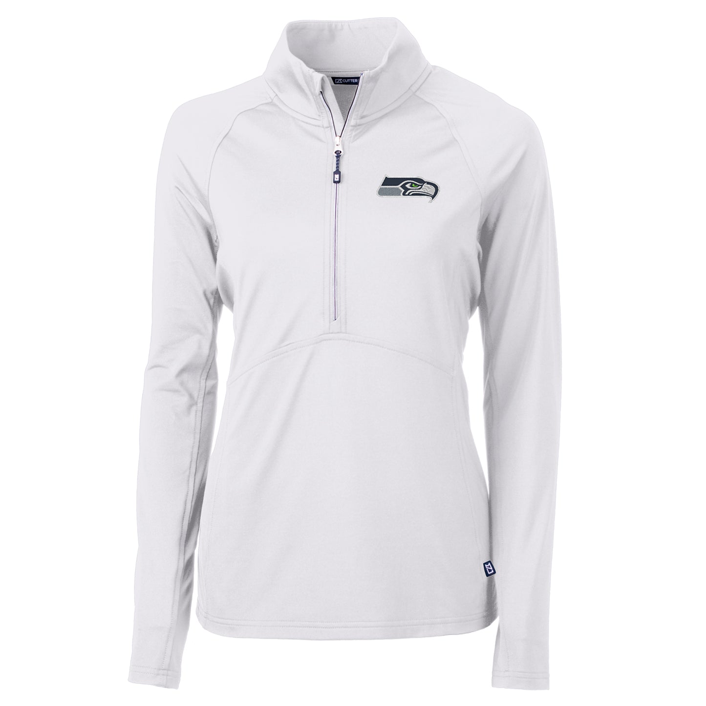 Women's Cutter & Buck White Seattle Seahawks Adapt Eco Knit Half-Zip Pullover Jacket