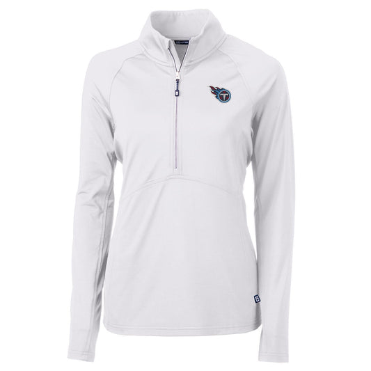 Women's Cutter & Buck White Tennessee Titans Adapt Eco Knit Half-Zip Pullover Jacket