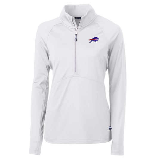 Women's Cutter & Buck White Buffalo Bills Adapt Eco Knit Half-Zip Pullover Jacket