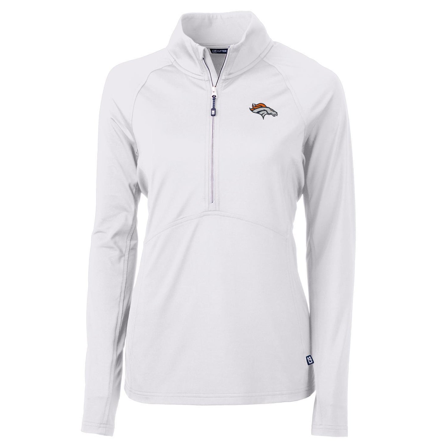 Women's Cutter & Buck White Denver Broncos Adapt Eco Knit Half-Zip Pullover Jacket