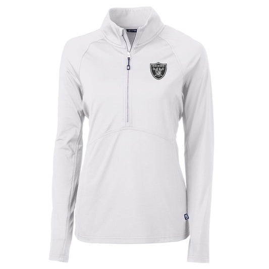 Women's Cutter & Buck White Las Vegas Raiders Adapt Eco Knit Half-Zip Pullover Jacket