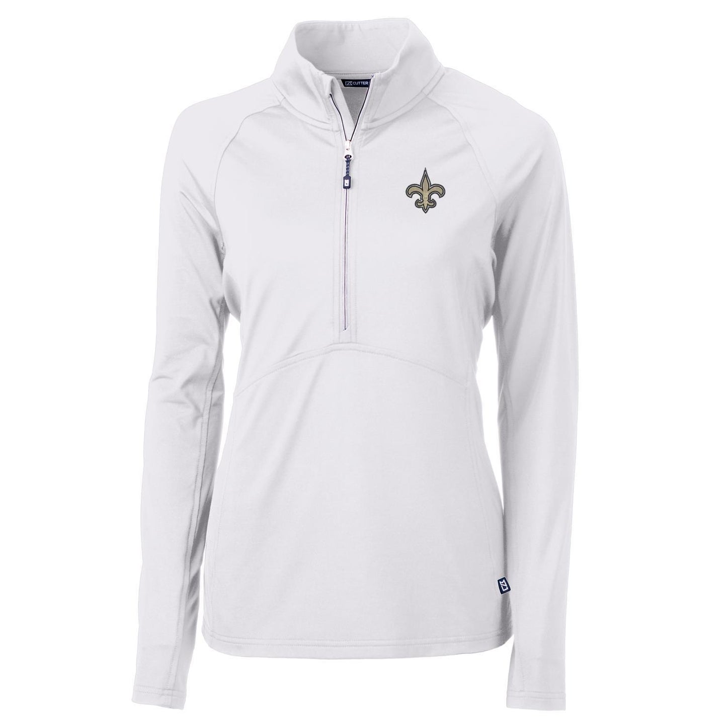 Women's Cutter & Buck White New Orleans Saints Adapt Eco Knit Half-Zip Pullover Jacket