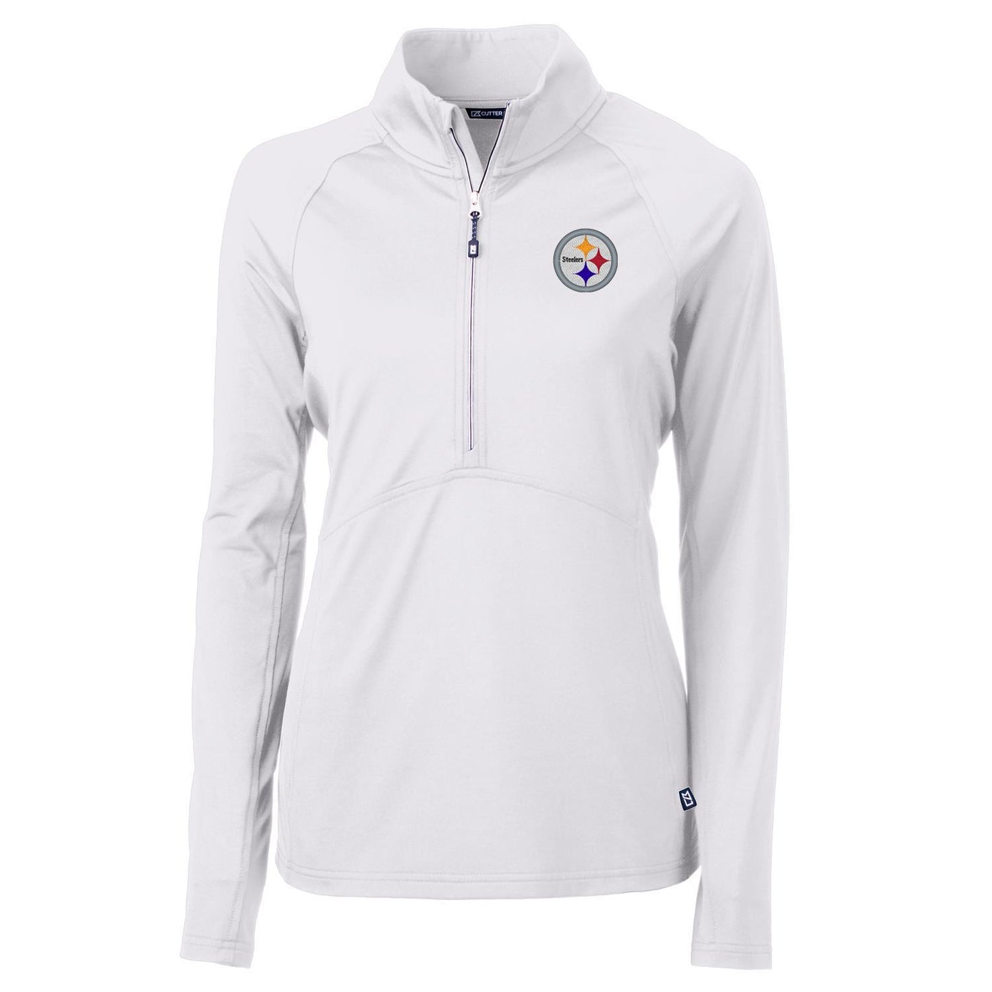 Women's Cutter & Buck White Pittsburgh Steelers Adapt Eco Knit Half-Zip Pullover Jacket