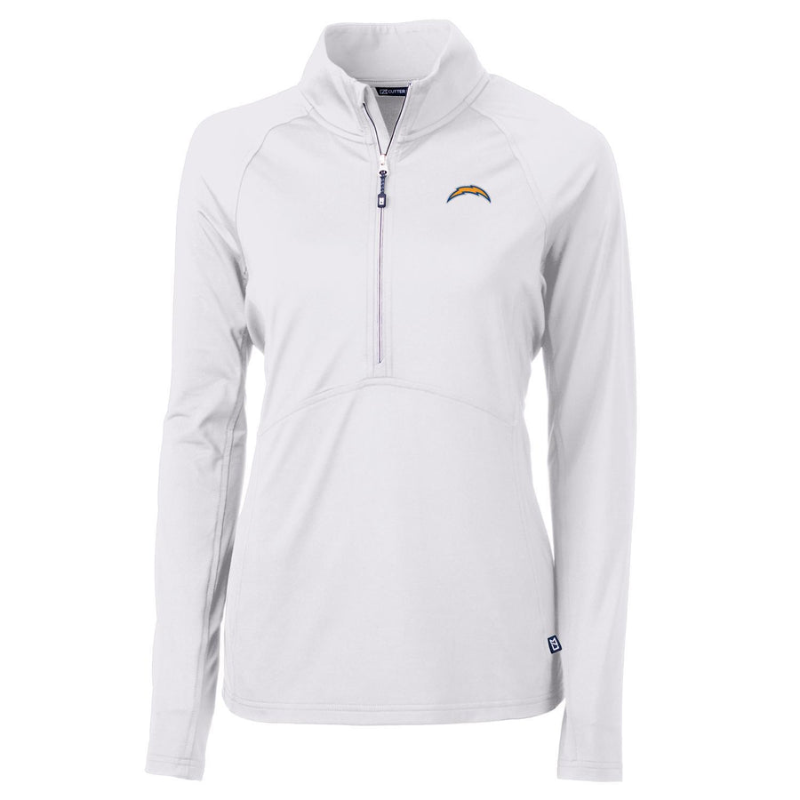 Women's Cutter & Buck White Los Angeles Chargers Adapt Eco Knit Half-Zip Pullover Jacket