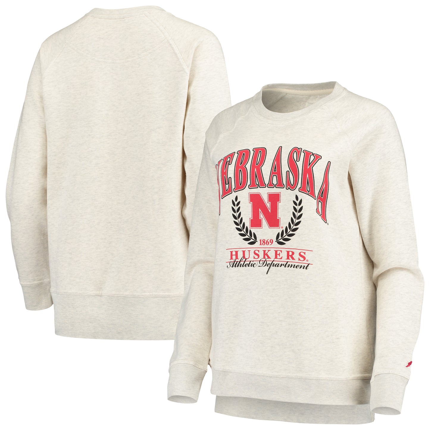 Women's League Collegiate Wear Oatmeal Nebraska Huskers Academy Raglan Pullover Sweatshirt