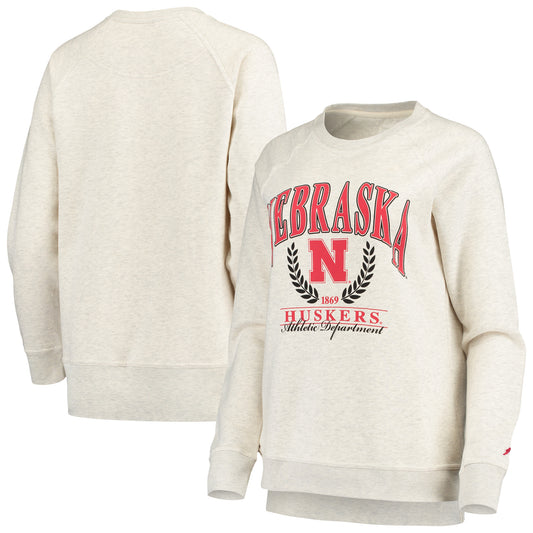 Women's League Collegiate Wear Oatmeal Nebraska Huskers Academy Raglan Pullover Sweatshirt
