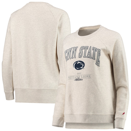 Women's League Collegiate Wear Oatmeal Penn State Nittany Lions Academy Raglan Pullover Sweatshirt