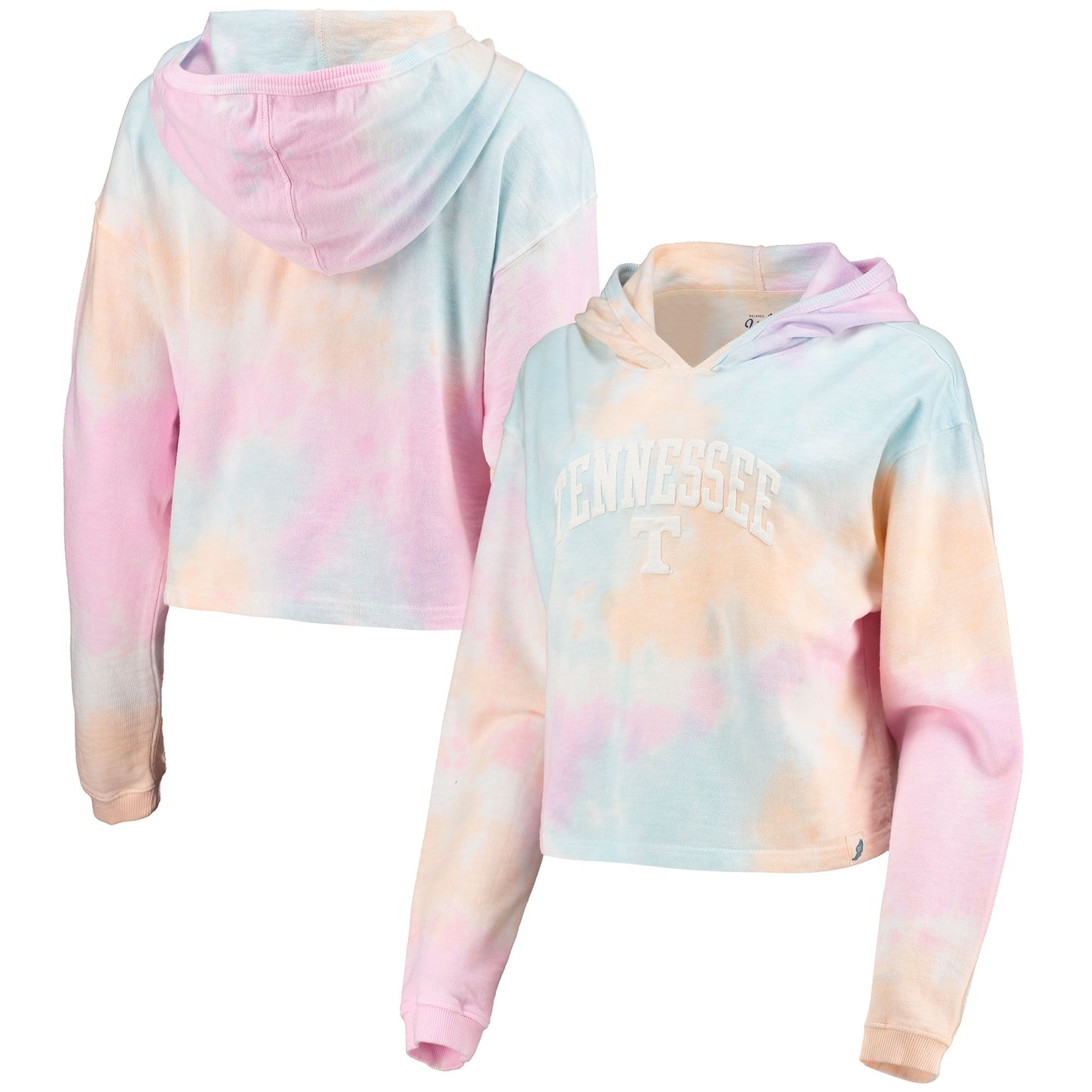 Women's League Collegiate Wear Pink/White Tennessee Volunteers Tie-Dye Cropped Pullover Hoodie