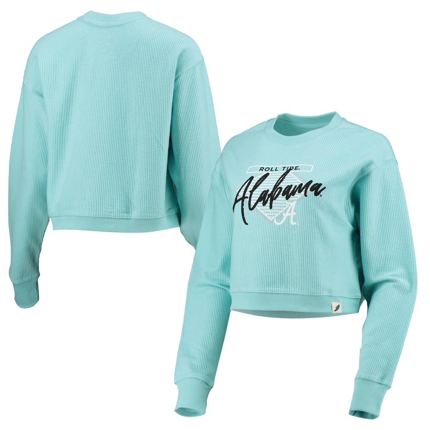 Women's League Collegiate Wear Light Blue Alabama Crimson Tide Corded Timber Cropped Pullover Sweatshirt