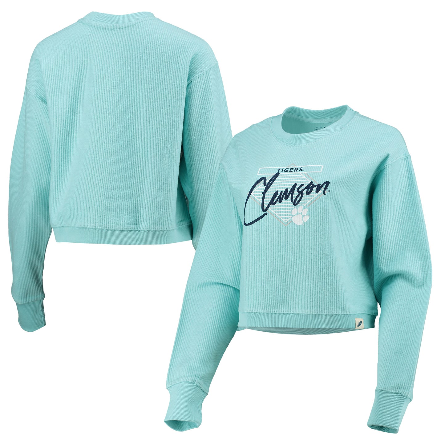 Women's League Collegiate Wear Light Blue Clemson Tigers Corded Timber Cropped Pullover Sweatshirt