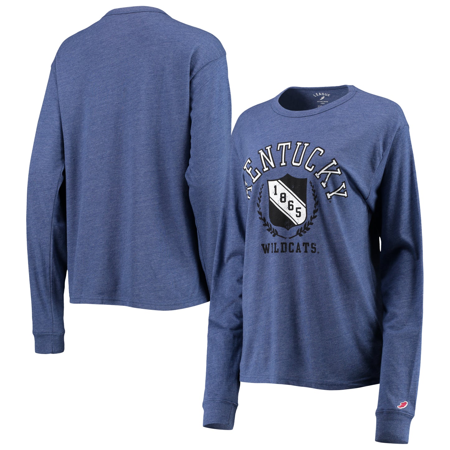 Women's League Collegiate Wear Heathered Royal Kentucky Wildcats Seal Victory Falls Oversized Tri-Blend Long Sleeve T-Shirt