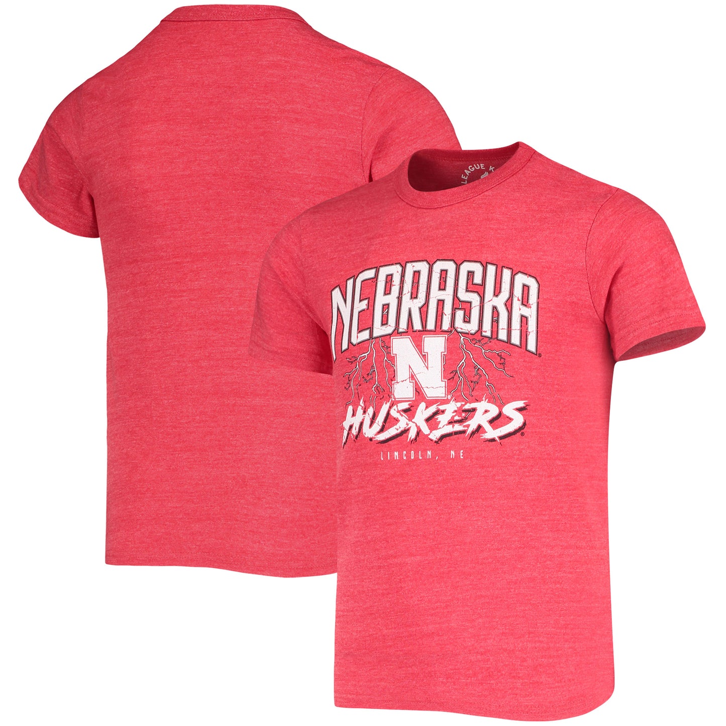 Youth League Collegiate Wear Heathered Scarlet Nebraska Huskers Victory Falls Tri-Blend T-Shirt