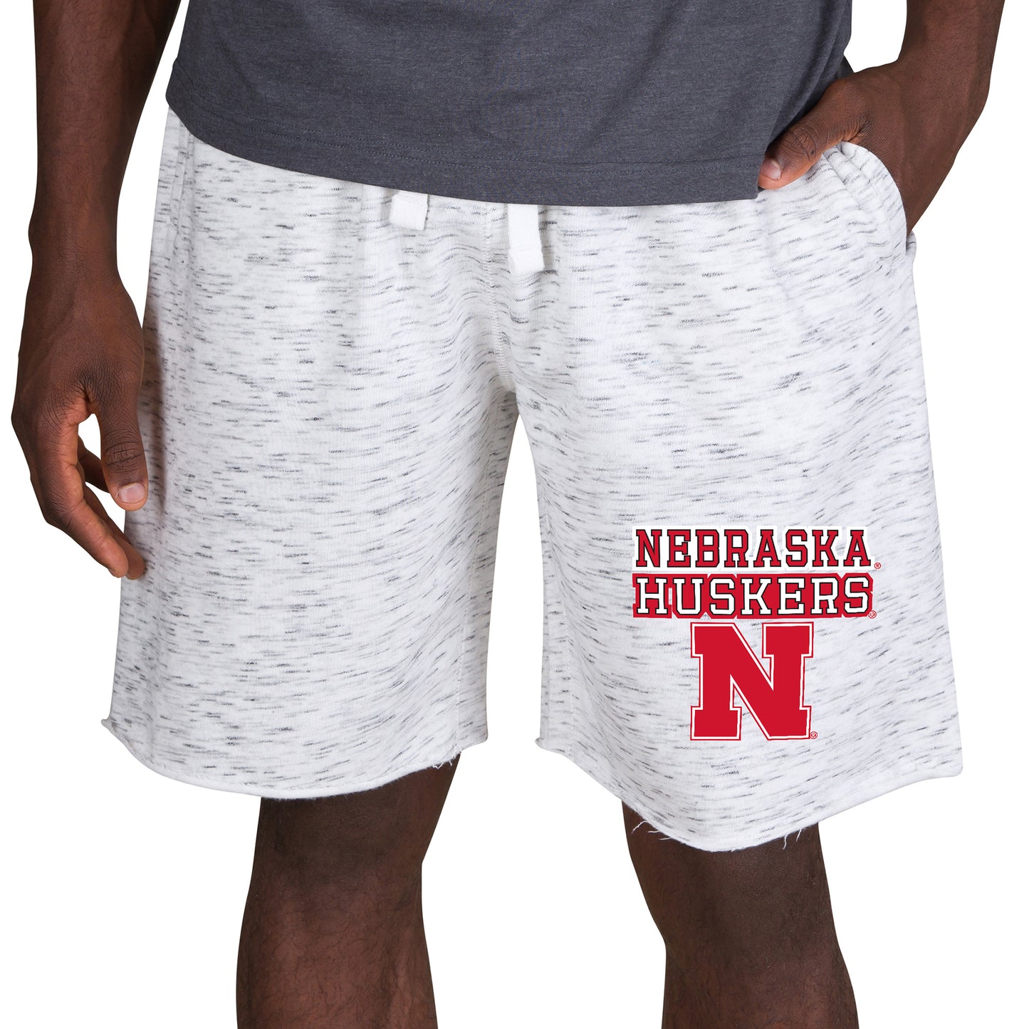 Men's Concepts Sport White/Charcoal Nebraska Huskers Alley Fleece Shorts