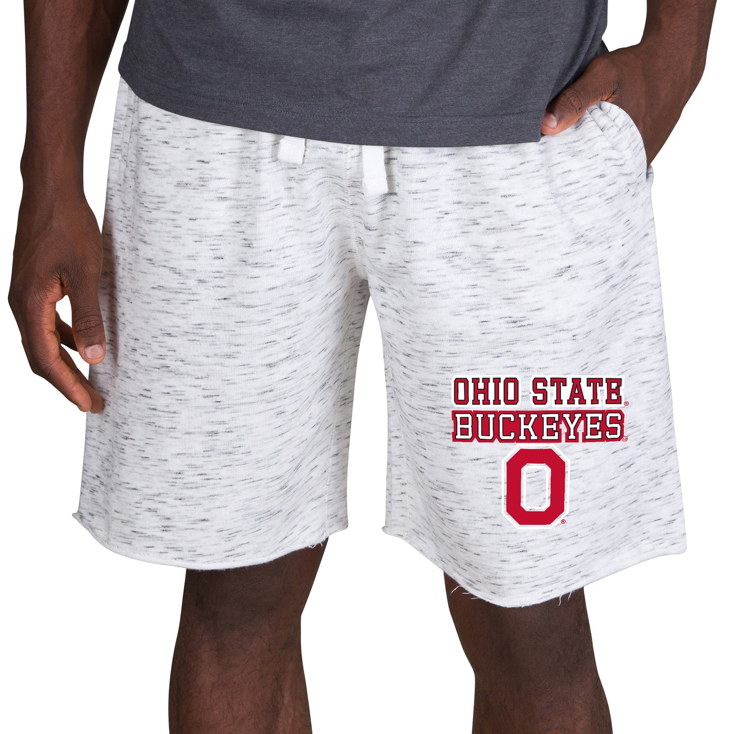 Men's Concepts Sport White/Charcoal Ohio State Buckeyes Alley Fleece Shorts