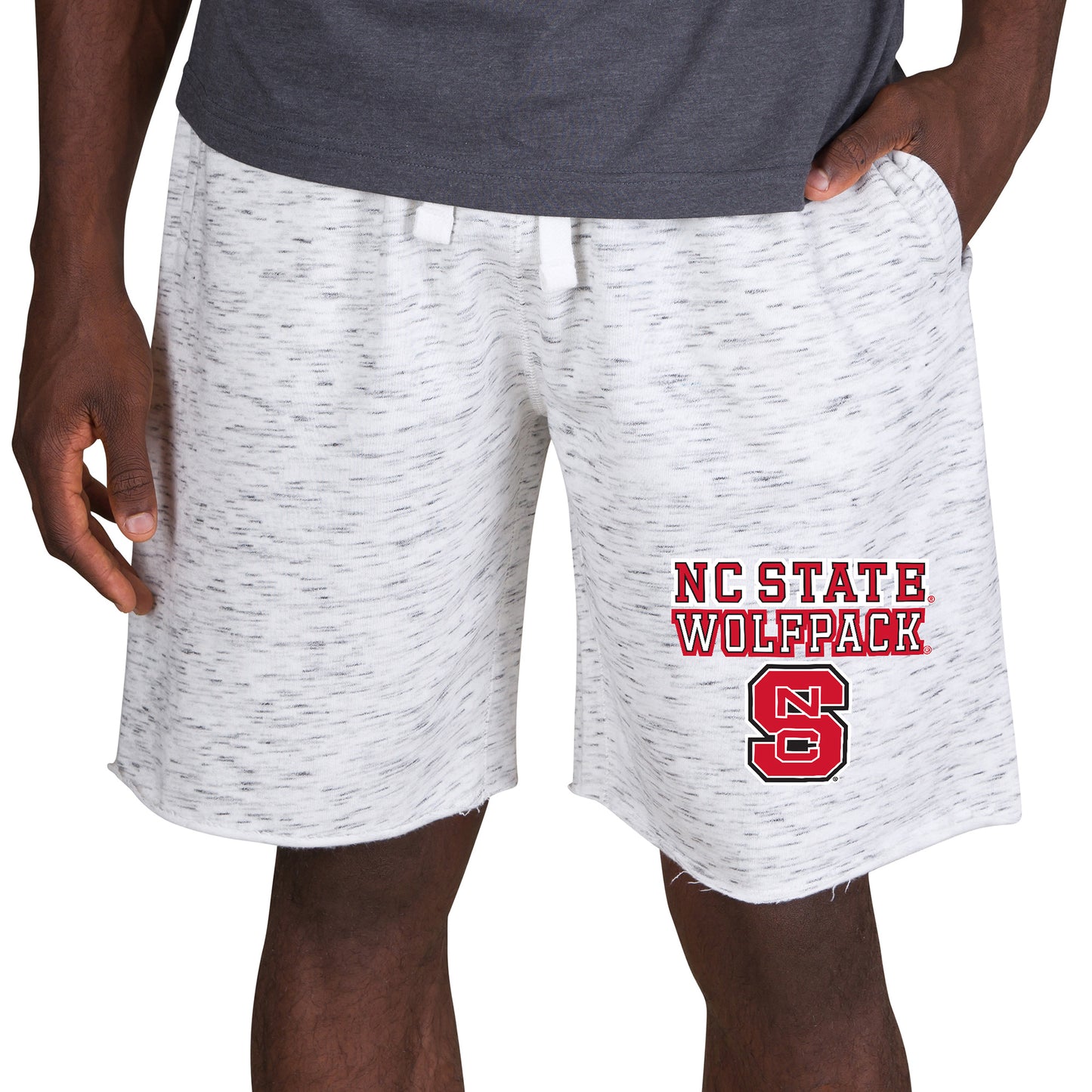 Men's Concepts Sport White/Charcoal NC State Wolfpack Alley Fleece Shorts