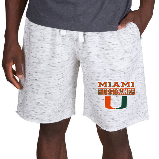 Men's Concepts Sport White/Charcoal Miami Hurricanes Alley Fleece Shorts