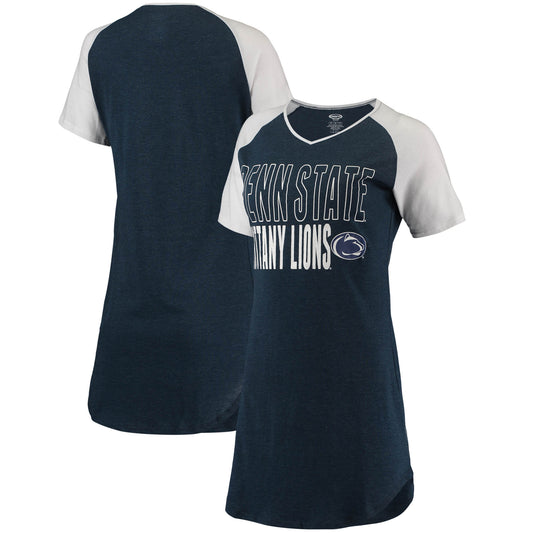 Women's Concepts Sport Navy/White Penn State Nittany Lions Raglan V-Neck Nightshirt