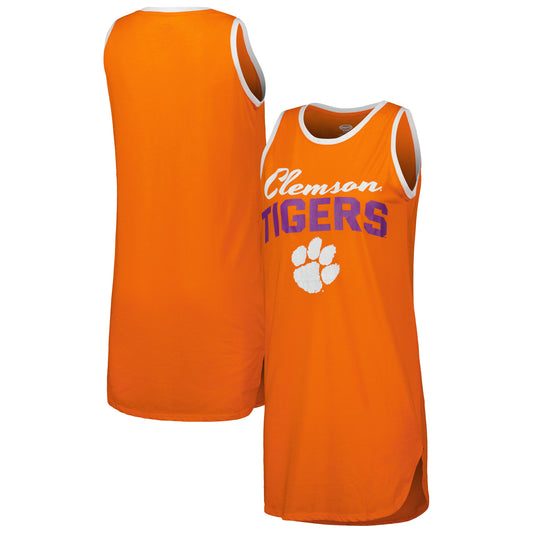 Women's Concepts Sport Orange/White Clemson Tigers Tank Nightshirt