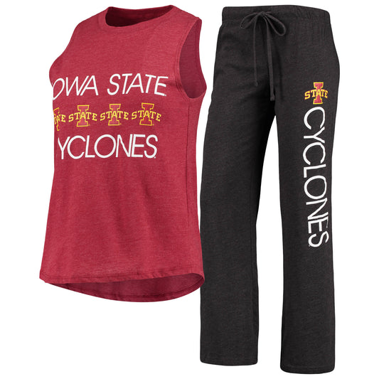 Women's Concepts Sport Cardinal/Black Iowa State Cyclones Team Tank Top & Pants Sleep Set