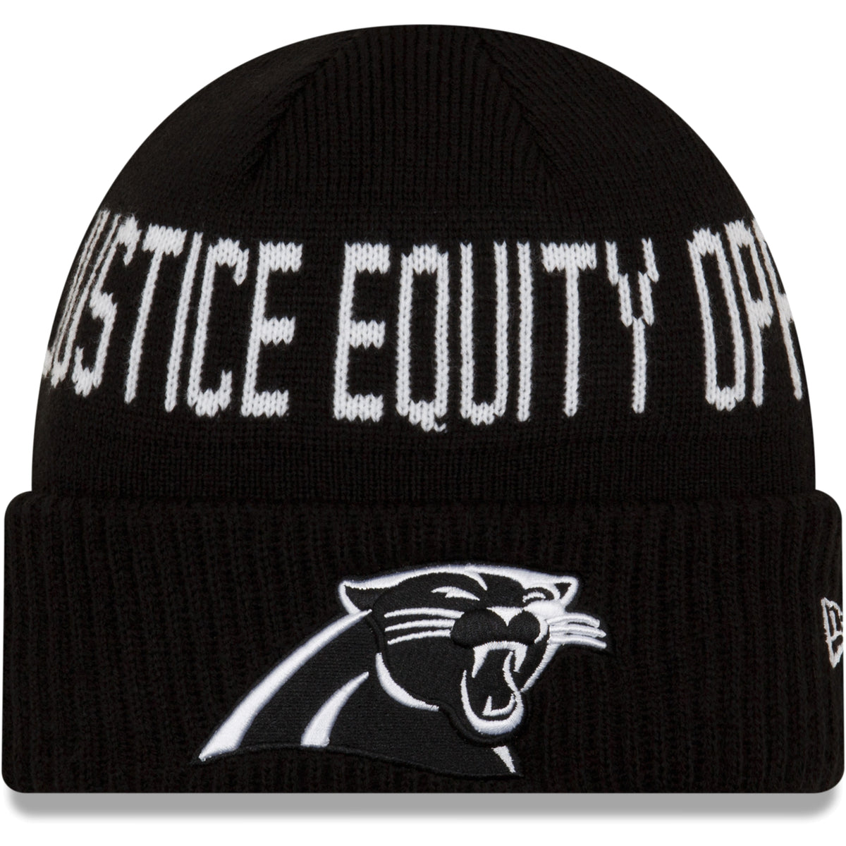 Youth New Era Black Carolina Panthers Social Justice Cuffed Knit Hat