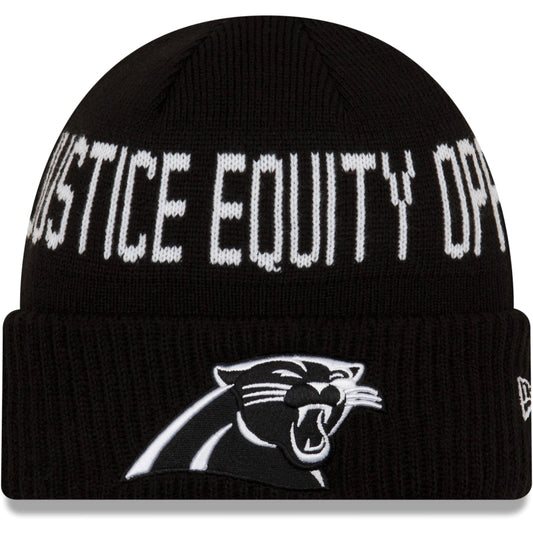 Youth New Era Black Carolina Panthers Social Justice Cuffed Knit Hat