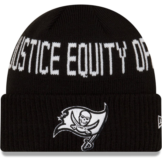 Men's New Era Black Tampa Bay Buccaneers Team Social Justice Cuffed Knit Hat