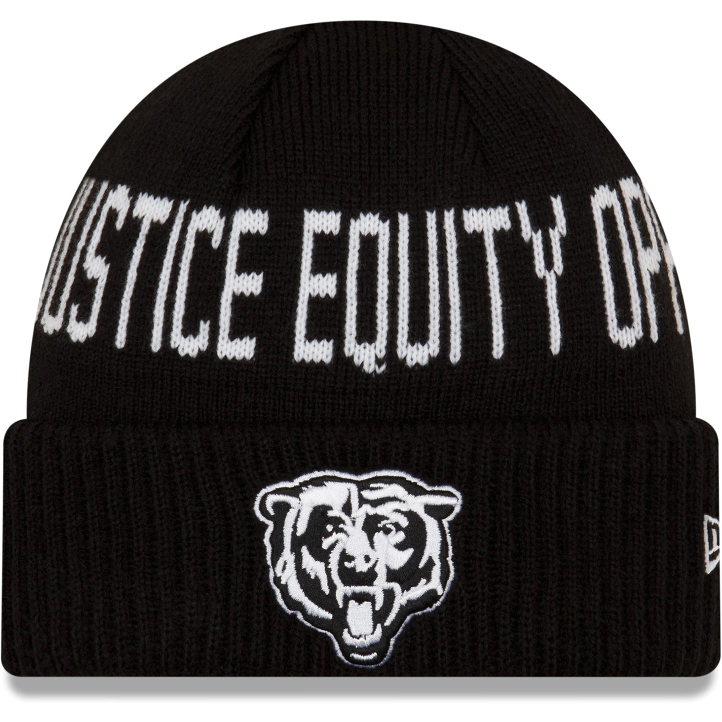 Men's New Era Black Chicago Bears Team Social Justice Cuffed Knit Hat