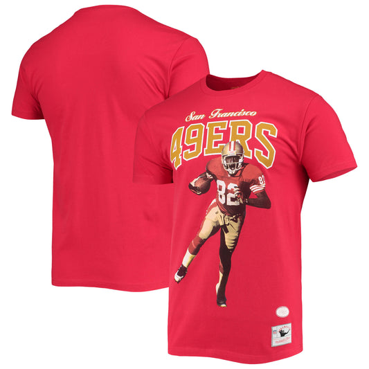 Men's Mitchell & Ness John Taylor San Francisco 49ers Scarlet Player Graphics T-Shirt