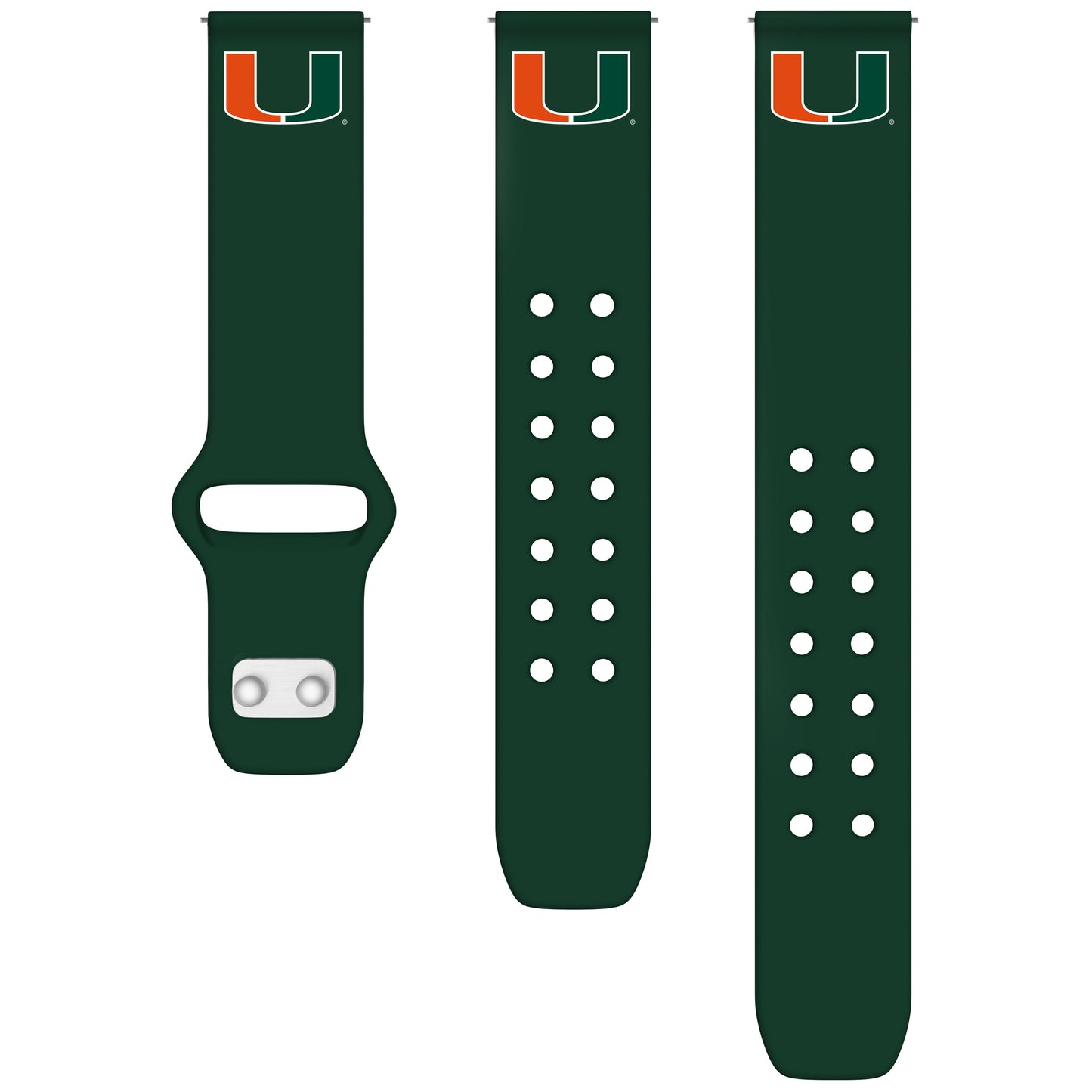 Green Miami Hurricanes 20mm Samsung Silicone Watch Band