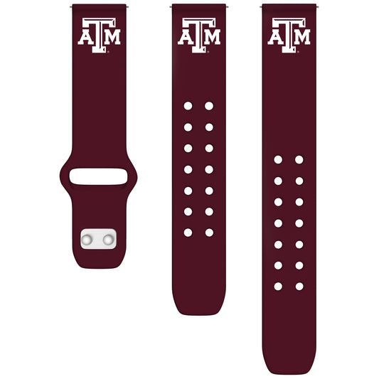 Maroon Texas A&M Aggies 20mm Samsung Silicone Watch Band