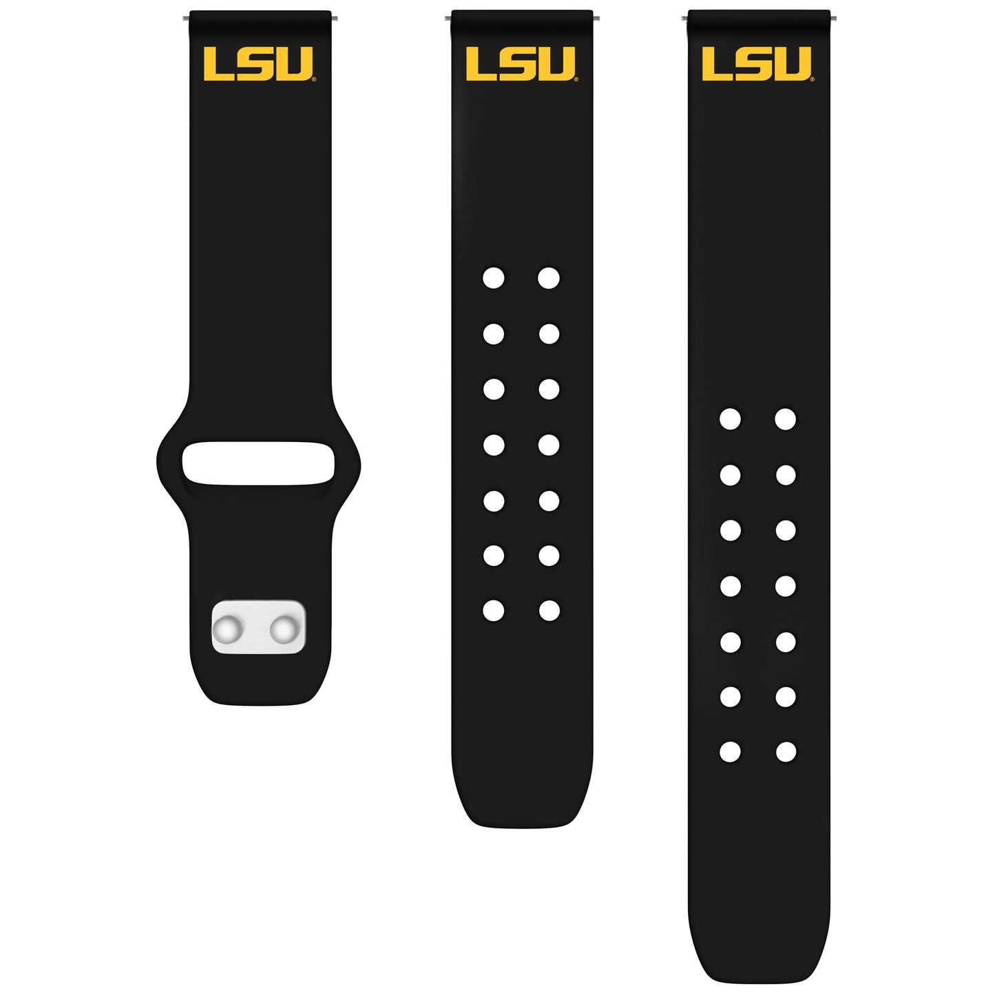 Black LSU Tigers 20mm Samsung Silicone Watch Band