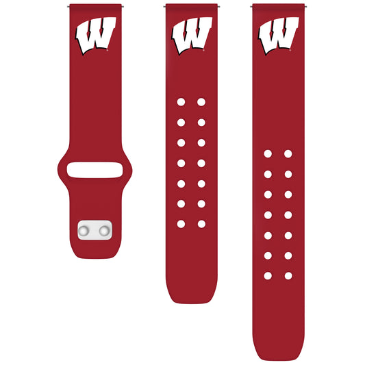 Red Wisconsin Badgers 20mm Samsung Silicone Watch Band