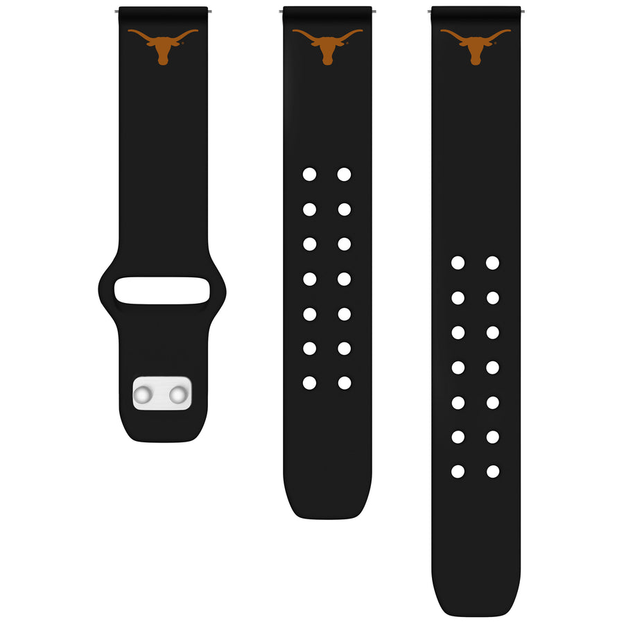 Black Texas Longhorns 20mm Samsung Silicone Watch Band