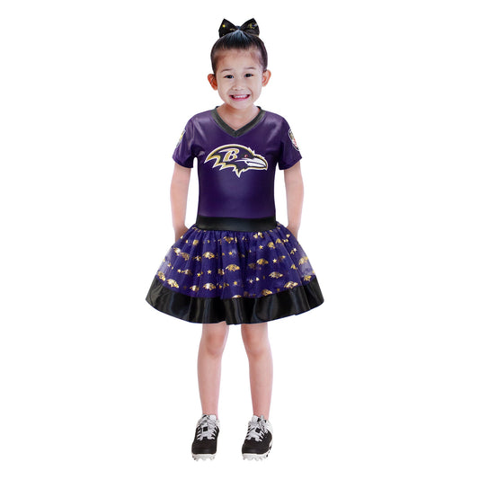 Girls Youth Purple Baltimore Ravens Tutu Tailgate Game Day V-Neck Costume