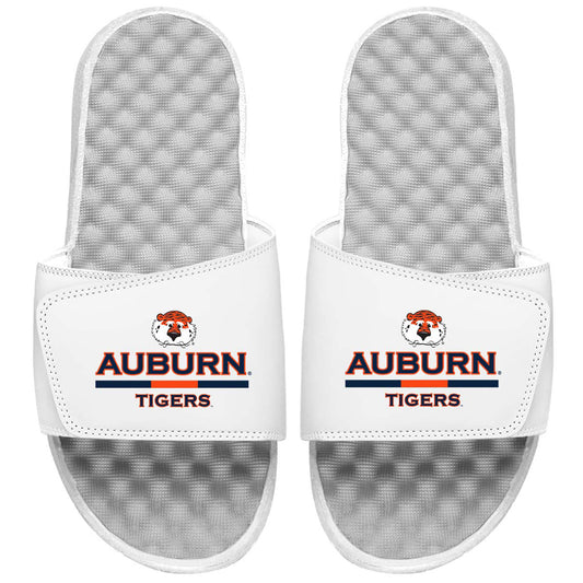 Men's ISlide White Auburn Tigers Split Bar Slide Sandals