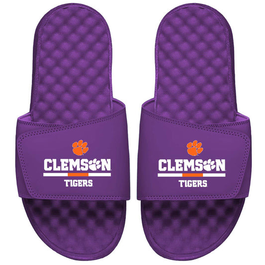 Men's ISlide Purple Clemson Tigers Split Bar Slide Sandals