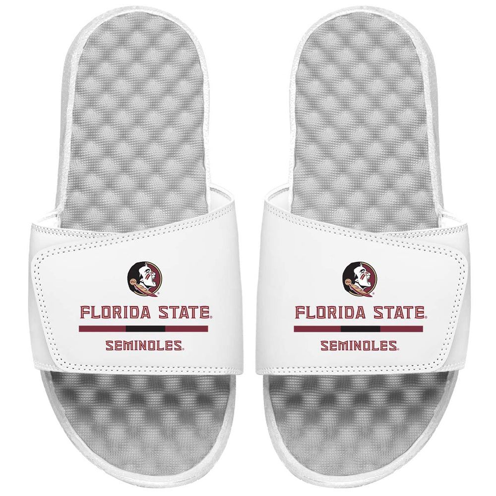 Men's ISlide White Florida State Seminoles Split Bar Slide Sandals