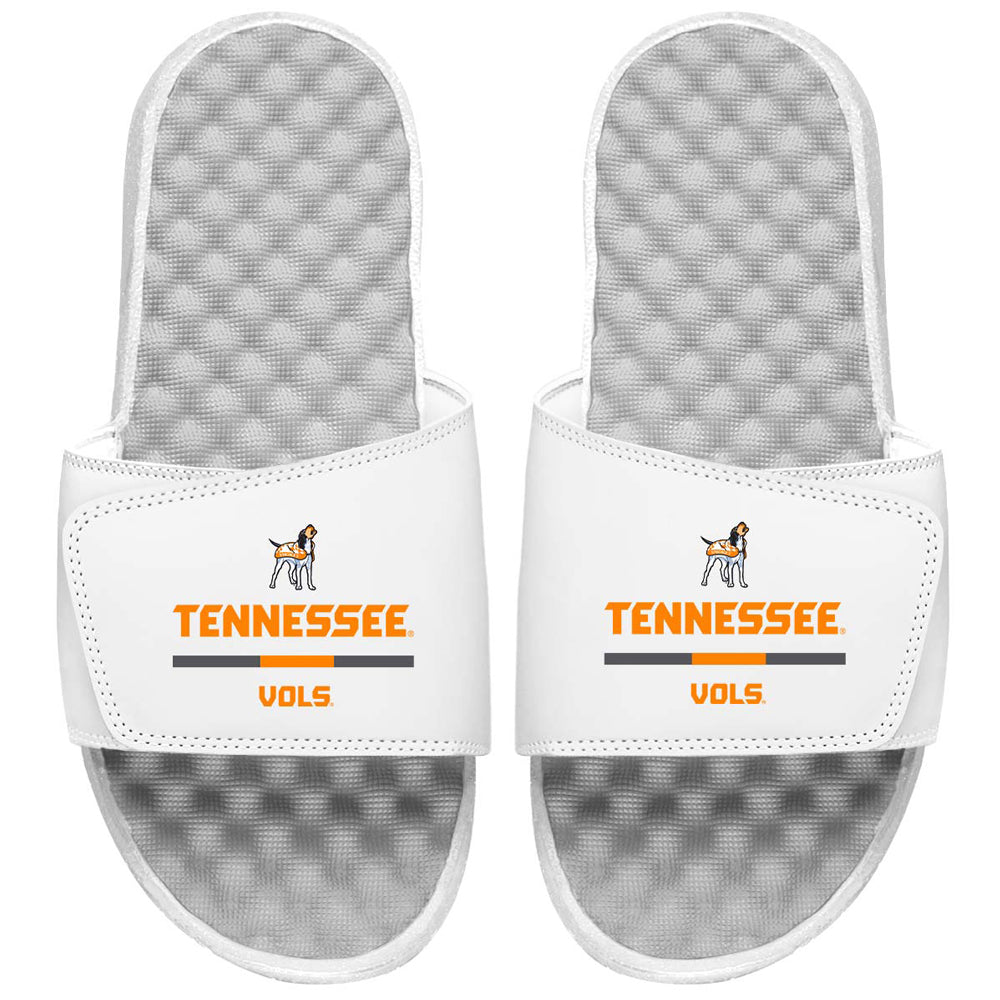 Men's ISlide White Tennessee Volunteers Split Bar Slide Sandals