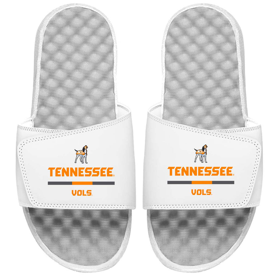 Men's ISlide White Tennessee Volunteers Split Bar Slide Sandals