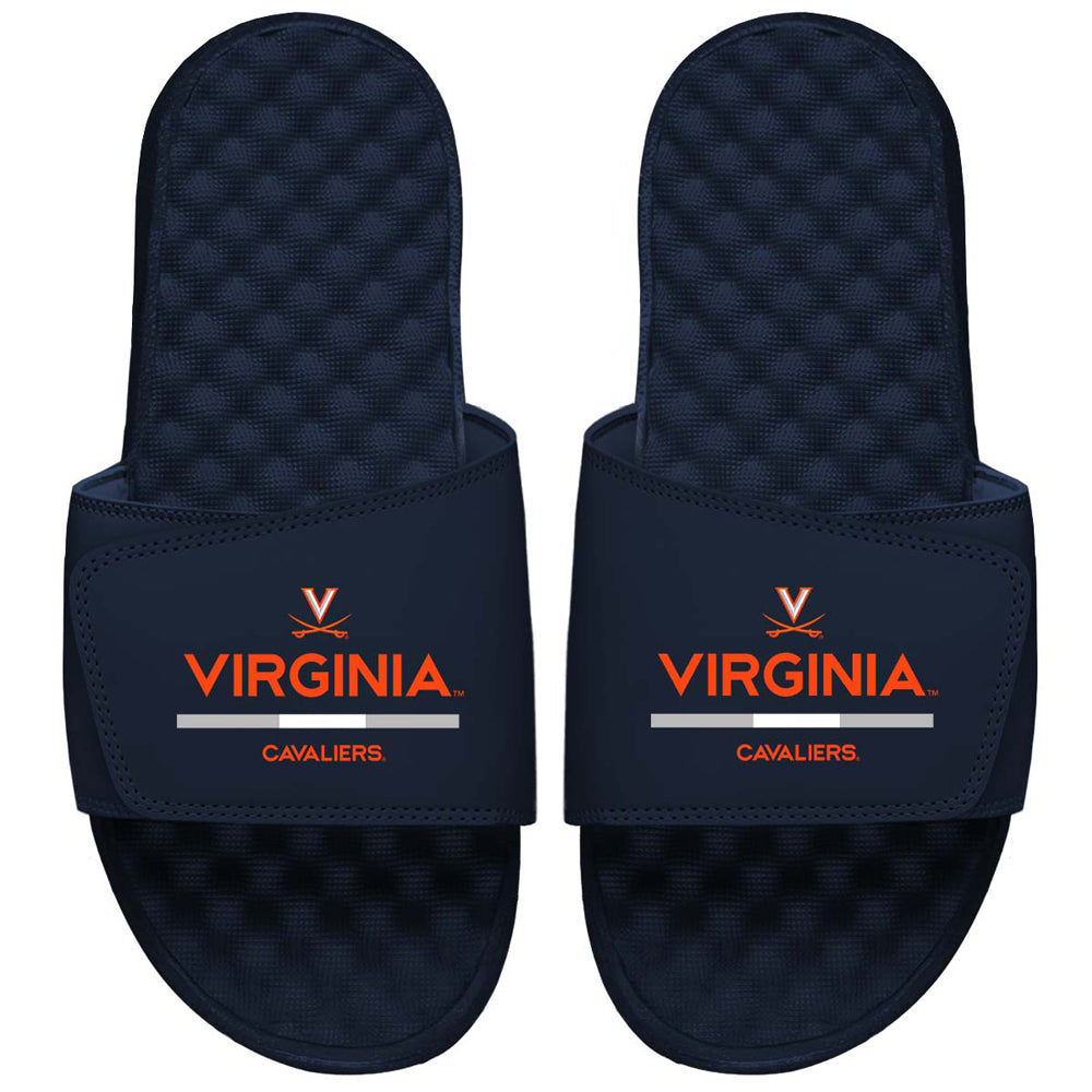Men's ISlide Navy Virginia Cavaliers Split Bar Slide Sandals