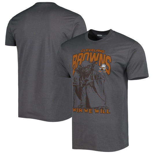 Unisex Junk Food Graphite Cleveland Browns Disney Star Wars Yoda Win We Will T-Shirt